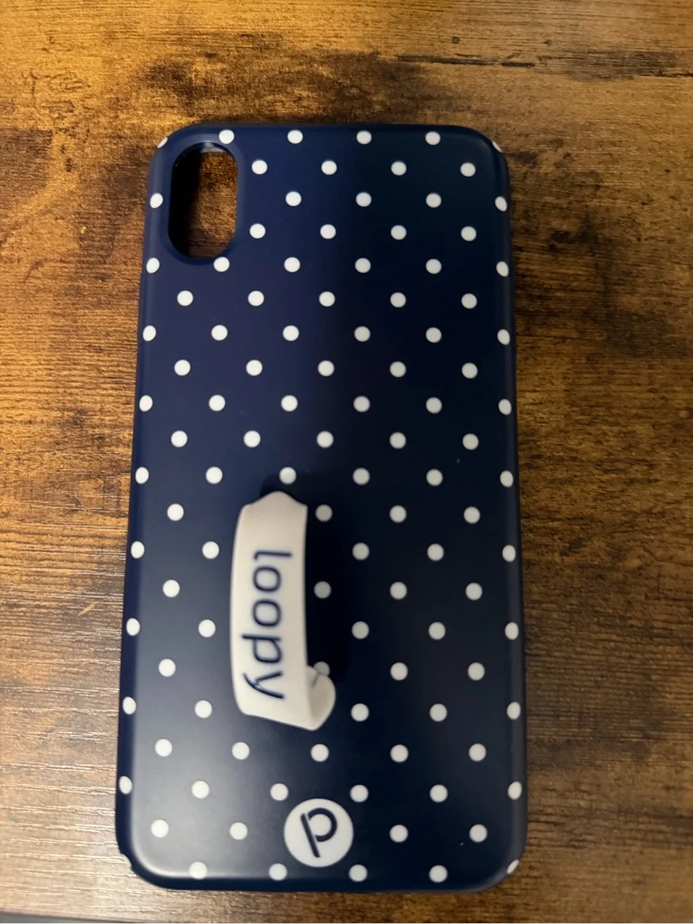 Iphone XS Max Loopy Case Navy Polka Dot